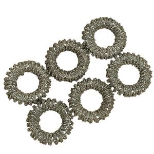 Glass Beaded Sparkly Silver Napkin Rings Holiday Special Occasion Party Set of 6